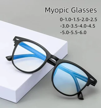 2023 Модни анти синя светлина късогледство очила дами кръгла рамка близо до зрението очила реколта ясно завършени очила 0 до -6.0
