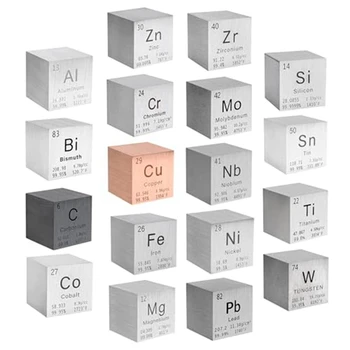 18PCS чист метал лазерно гравиране куб комплект за елементи колекция лабораторни материали периодична таблица серия DIY Creativegift