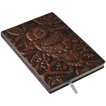 Owl Notebook Retro A5 Size Antique Diary Notebook Embossed Notepad Home