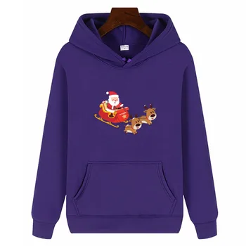 Коледа мъжки качулки Дядо Коледа отпечатани любовник качулка пуловер руно топли върхове празник носят палта мъжки суичъри зимата