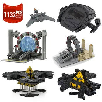 Moc Stargateed SG-1 Portaled Ha'taks Spaceship Building Block Set Movie Space Travel Wormhole Transport Ship Bricks Toys Подаръци