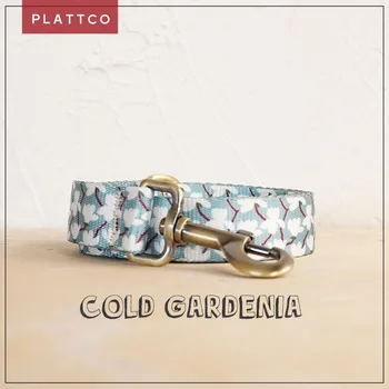 PLATTCO уникален дизайн куче каишка печат Cold Gardenia с висококачествена бронзова катарама 5 размер PDL345Br