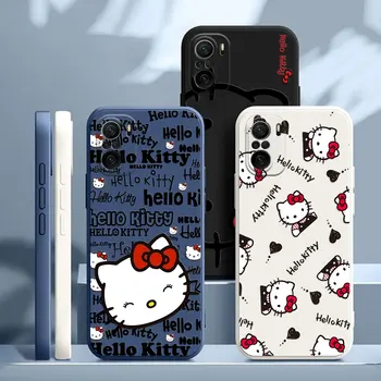 Карикатура Hello Kitty течен калъф за Xiaomi Poco F5 Pro X4 X5 Pro X3 NFC GT M3 M4 Pro 5G M5 F3 F4 C40 Удароустойчив сладък капак на телефона