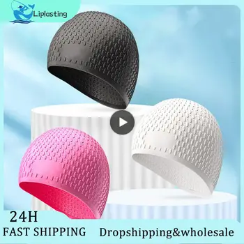 Силиконова плувна шапка Удобни многоцветни плувни шапки за възрастни Неплъзгащи се водоустойчиви шапки за плувна баня Оборудване за плуване