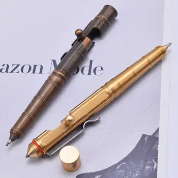 Гладко писане гел писалки металик писалка ръчно изработени месинг гел писалка ретро бамбук възел тип писалка
