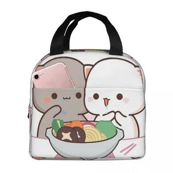 Mochi Mochi праскова котка изолирани обяд чанта преносим пикник чанта термичен охладител обяд кутия обяд мъкна за жена работа деца училище