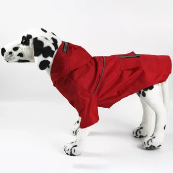 Pet дъждобран с качулка куче дъждобран с джобове Светлоотразителни ленти Леко регулируемо пончо за малки средни кучета 2021