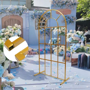 Открит сватба фон рамка златен кръг арка стойка рожден ден парти подпори DIY декор градина тревата кръгли балони багажник