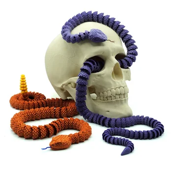 3D отпечатана съединена гърмяща змия Гъвкава реалистично изработена орнаментна играчка Декорация на домашен офис