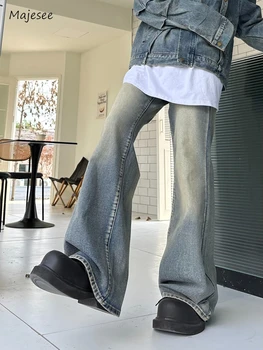 Flare Jeans Men Ретро американски стил Хип-хоп Шик Класически панталони Стилен All-Match Удобен Daily College Почистване Bottoms