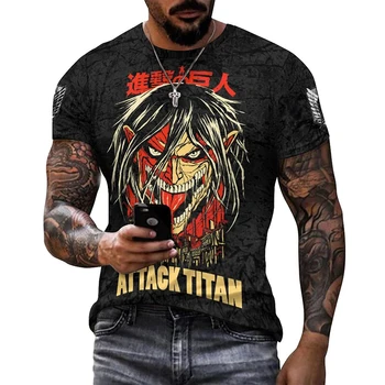 2023 Ново лято Популярни аниме тениска Атака на Титан Карикатура 3D модел Мода Мъже Жени Ежедневни T Shirt Tees Tops облекло