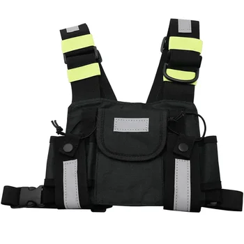Радио рамо кобур двупосочен радио отразяващ гърдите колан притежателя чанта жилетка Rig Walkie Talkies преден пакет торбичка случай