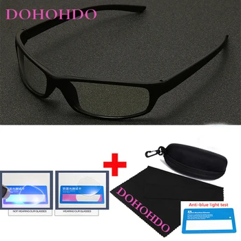 DOHOHDO 2022 Анти синя светлина очила рамка за мъже жени ретро площад спортни очила мода черно ясно обектив игри очила
