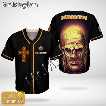 Хелоуин ужас Charaters Персонализирано име Бейзбол Джърси риза Бейзболна риза 3D отпечатани мъжки ризи Ежедневни ризи хип-хоп върхове-38