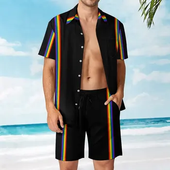 2 парчета костюм дъга ивици най-високо качество мъжки плаж костюм реколта излиза САЩ размер