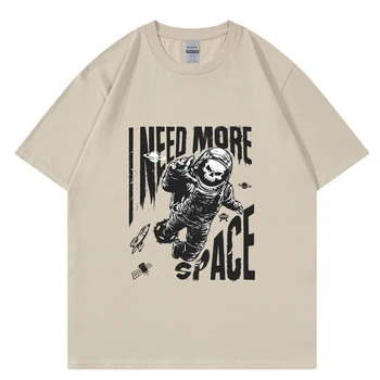Нови мъже памучна тениска лятна марка тениска скелет астронавт пространство лого бежов мъжки графичен тениска марка тениска homme върховете