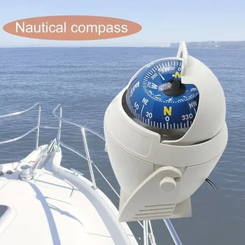 За морска навигация позициониране водоустойчив морски компас море завъртане морска лодка компас с електронна LED нощна светлина