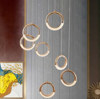 Горещи продажба луксозни декоративни кръгли полилей пръстен висящи Led модерен висулка лампа