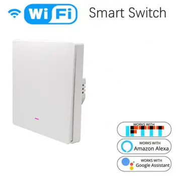 1Gang Tuya Smart Switch WiFi плюшен бутон превключвател 100-240V 2400W интелигентна домашна автоматизация работи с Alexa Home