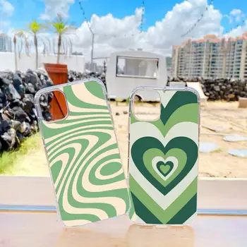 зелено сърце Крава Зебра изкуство Модел Телефон Случай Прозрачен мек За iphone 11 13 12 14 x xs xr pro max mini plus
