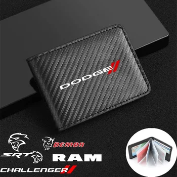 За Dodge RAM SRT Challenger Carbon Fiber Auto шофьорска книжка карта пакет стикери въглеродни влакна текстура PU кожа портфейл
