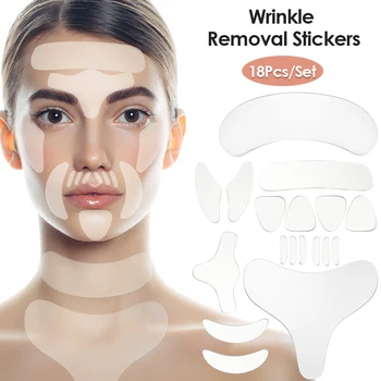 Многократна употреба силиконови бръчки отстраняване стикер лице повдигане ленти комплект челото врата линия отстраняване на очите лепенки против стареене на кожата