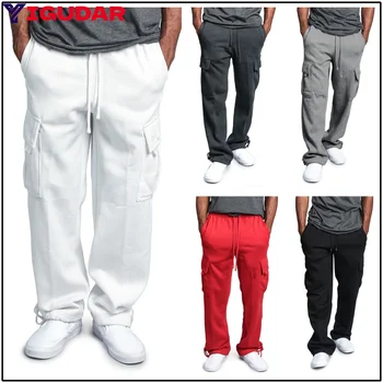 Нови прави панталони Мъже Loose Joggers Мъжки плътни цветни панталони Ежедневни панталони Модни спортни панталони Хип-хоп ropa hombre