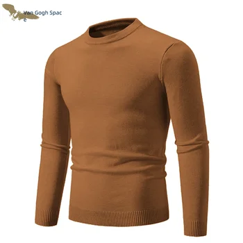 есен зима мъжки тънък годни пуловер трикотажен пуловер мъжки плътен цвят дълъг ръкав топло трикотаж