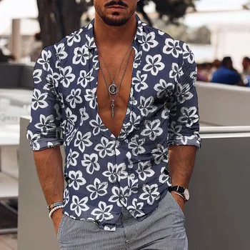 2023 Луксозна марка социални мъжки ризи Светкавица постепенно случайни ризи с един бутон Висококачествени ризи Печатни мъжки блузи M-3XL