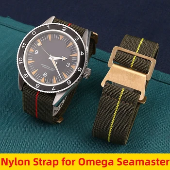 20mm найлонова каишка за Omega Seamaster 300 007 Часовник за Seiko Band Войски Парашутна раница Watctband Мъжка гривна 18mm 22mm