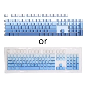 104PCS Комплект сини клавиши PBT Backlit Keycap OEM двуцветен процес на боядисване за механична клавиатура