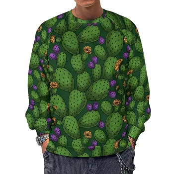 Cactus Print Essentials Hoodies Winter Flowering Opuntia Streetwear Sweatshirts Male Aesthetic Pattern Oversize Hoodie