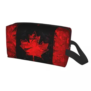 Канада флаг козметична чанта жени сладък голям капацитет канадски патриотичен грим случай красота съхранение тоалетни чанти