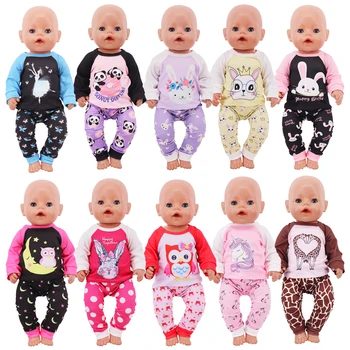 Ръчно изработена пижама с обло деколте за 18-инчов американски аксесоар за кукли Момиче 43 см Дрехи за бебета 43 см Аксесоари за кукли Нашето поколение