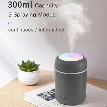 300ml USB овлажнител за въздух Преносим мини H2O ароматен дифузьор с хладна мъгла за спалня У дома Пречиствател на автомобилни растения Humificador