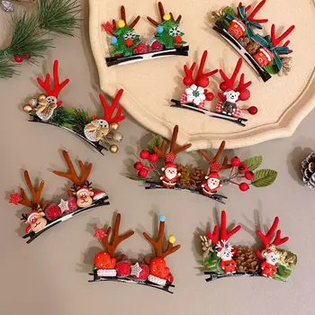 Весела Коледа декор Коледа фиба Bowknot пайети плюшени щипка за коса коледно дърво мечка деца елен еленов рог щипка за коса