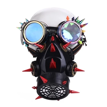 Cool Men Women Long Spike Studded Mask With Spikes Goggles Steampunk Red Multi-Color Punk Rivets Очила и Gear Mask Biker