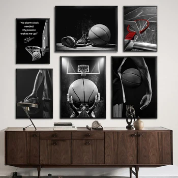 Реколта баскетболист маратонки черно бяло плакат декоративни картини платно стена изкуство снимки картина хол дома декор