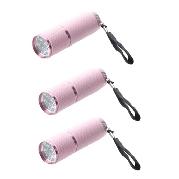 3X външна мини розова гумена факел с покритие 9-LED фенерче