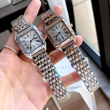 Модна марка ръчни часовници жени момиче 27mm 31mm резервоар квадратни арабски цифри набиране стил стомана метален часовник C65