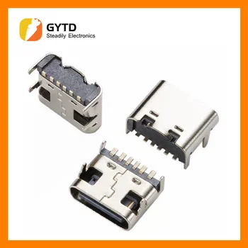  20 / 10 / 5pcs 6 пинов SMT гнездо конектор микро USB тип C 3.1 женски разположение SMD DIP за дизайн на печатни платки DIY високо токово зареждане
