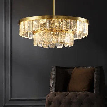 LED модерна мъгла ясно кристал висулка светлина овална/кръгла злато многослойни полилей дома декор хол окачване осветителни тела