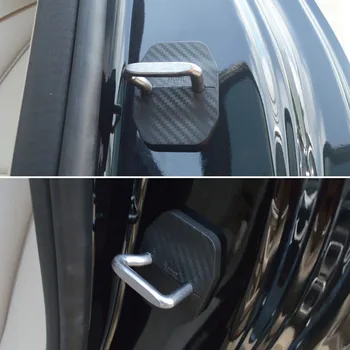 4Pcs заключване на вратата защитен капак въглеродни влакна заключване ключалката ключалката декорация покрива кола стайлинг за Mercedes Benz E Class W213 2016-2018
