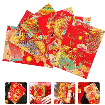 Червени пликове Китайски дракон хартия пакети Нова година късмет пари чанта фестивал сладък