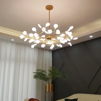Nordic LED висулка лампа черно/злато полилеи бял венчелистче зала Всекидневна трапезария ресторант таван вътрешен таван декор лампа