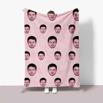 Персонализирано одеяло за лице със снимки Персонализирано мъжко и дамско лице за домашни любимци фланелено одеяло розов фон одеяло подарък