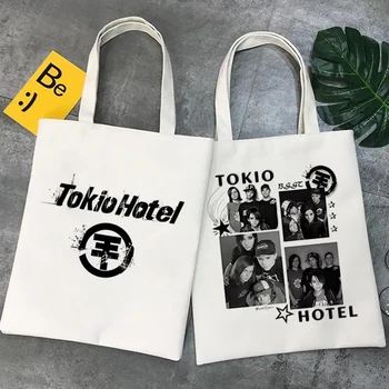 Токио Хотел Груп Музика Жени Печат Купувач Случайни Пазаруване Чанти Женски рамо мода 90-те години Стил платно голяма пазарска чанта