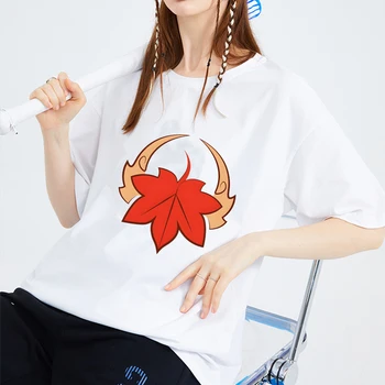 Genshin Impact T Shirt 100% памучни тениски Графична тениска Унисекс двойка върхове Летни дрехи с къс ръкав Kaedehara Kazuha тениски