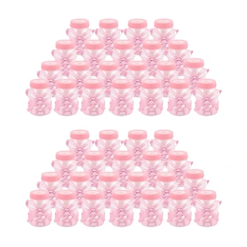 48 X бебешка бутилка мини бебешка бутилка 4X9cm кристал розова мечка подарък услуга бебе момиче бебе кръщение