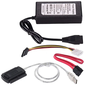 SATA PATA IDE устройство към USB 2.0 адаптер конвертор кабел за твърд диск HDD 2.5 инча 3.5 инча с външен ЕС щепсел